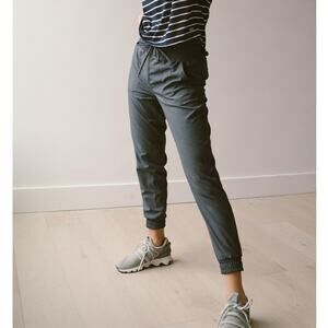 Albion Fit Destination High Rise Athletic Jogger Track Pant Heather Charcoal XS